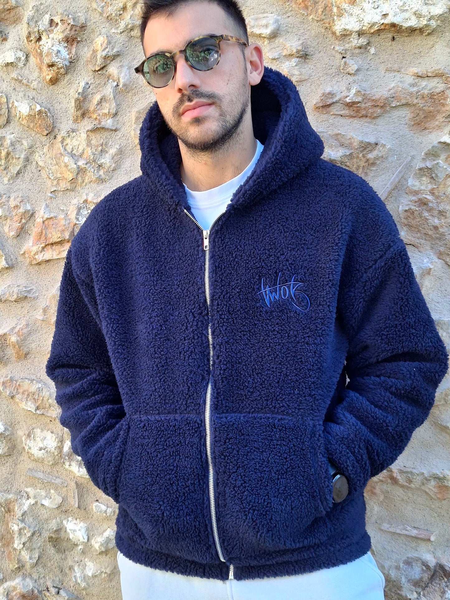 Ζακέτα Oversize Γουνάκι Two Brothers  - Μπλέ Σκούρο