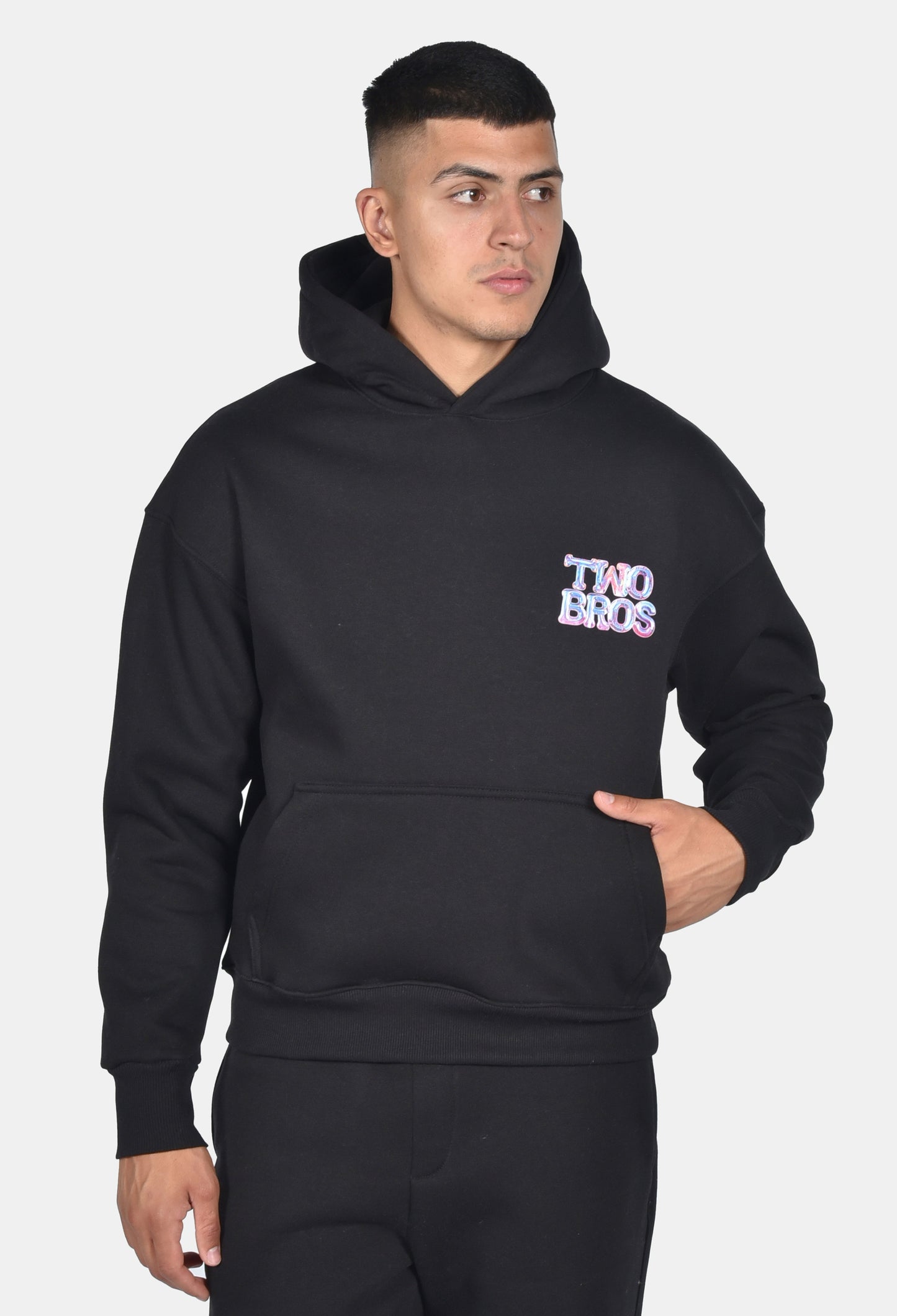 Oversize Hoodie Two Bros Logo - Μαύρο