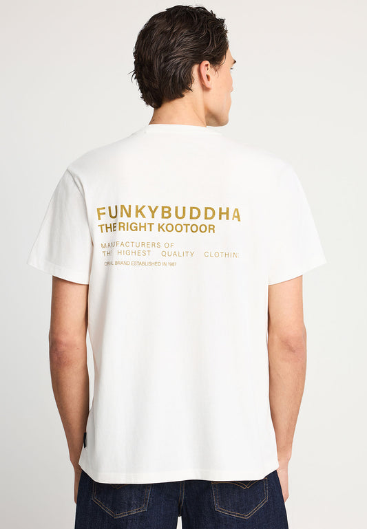 Ανδρικό T-shirt Logo Print Funky Buddha Off-White